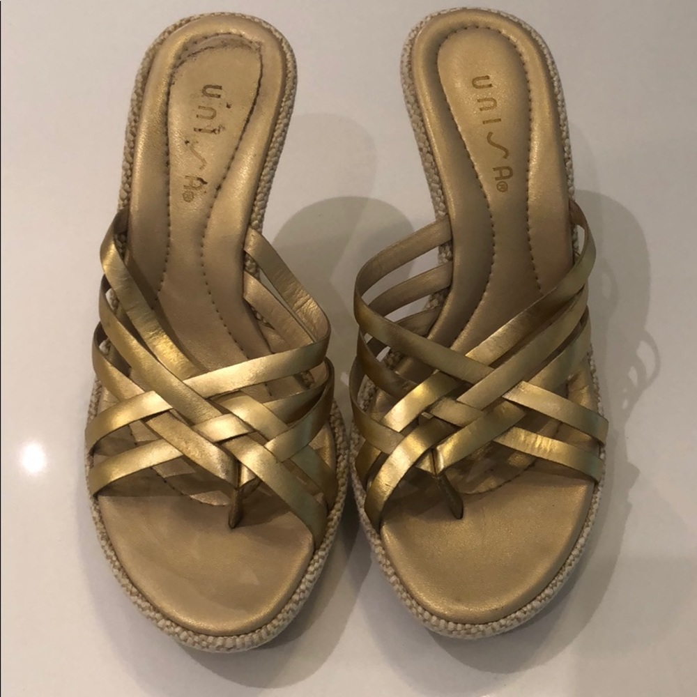 Unisa Gold Wedges Size 9